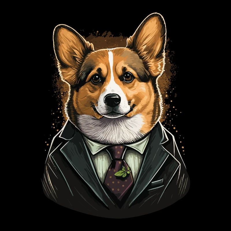 Corgi en costume de détective