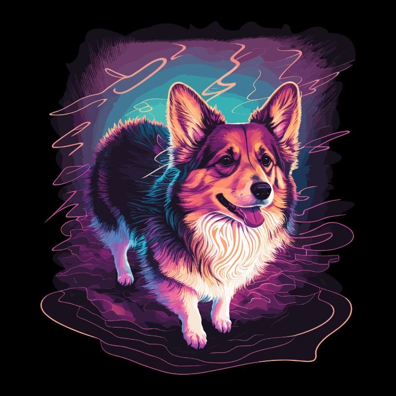 Wave Neon Style Corgi