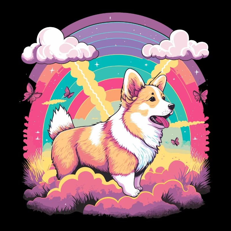 Corgi dans Rainbow