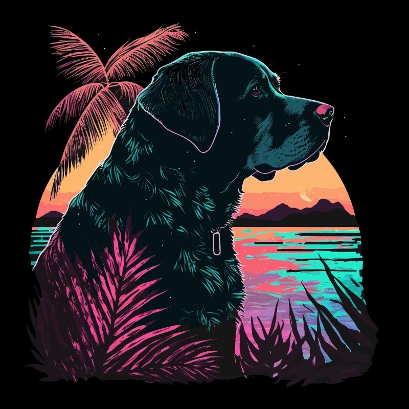 Schwarzer Labrador Retriever am Strand