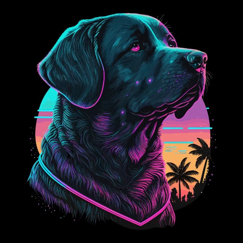 Schwarzer Labrador Retriever Look Up the Sunset Sky