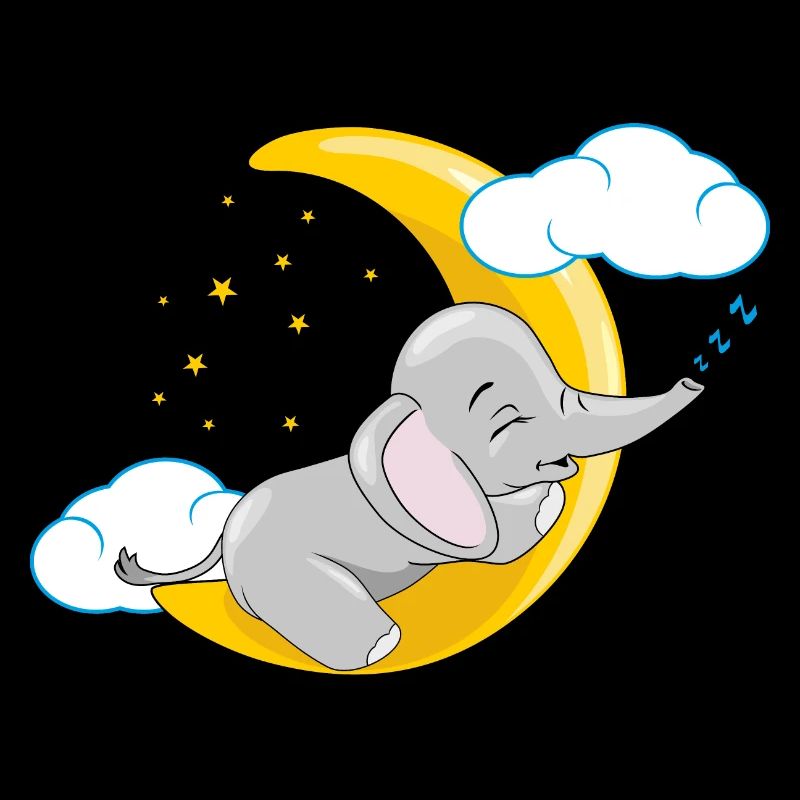 Mignon bébé éléphant dormant sur la lune