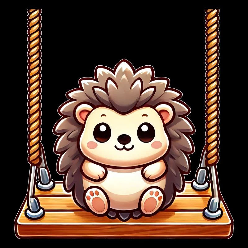 hérisson balançant aire de jeux dessin animé mignon