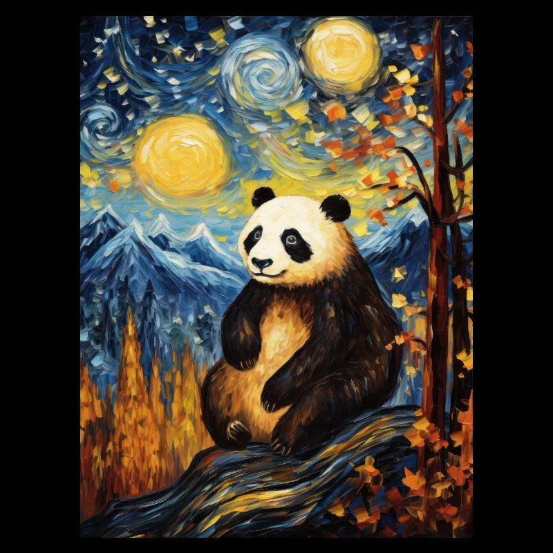 Panda Van Gogh Starry Sky Style
