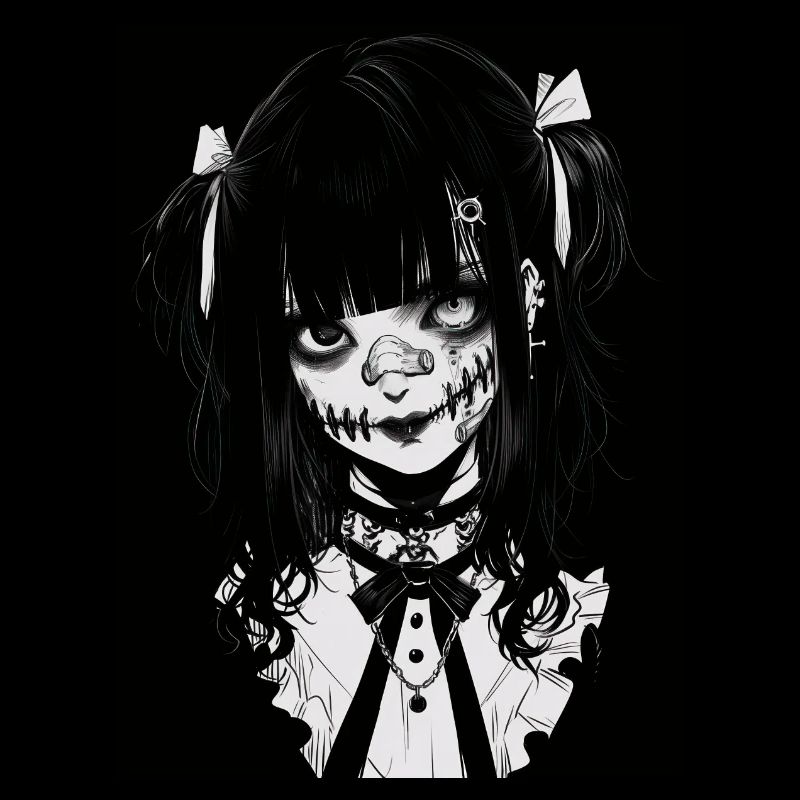 Anime, Mädchen, Geschenk, horror