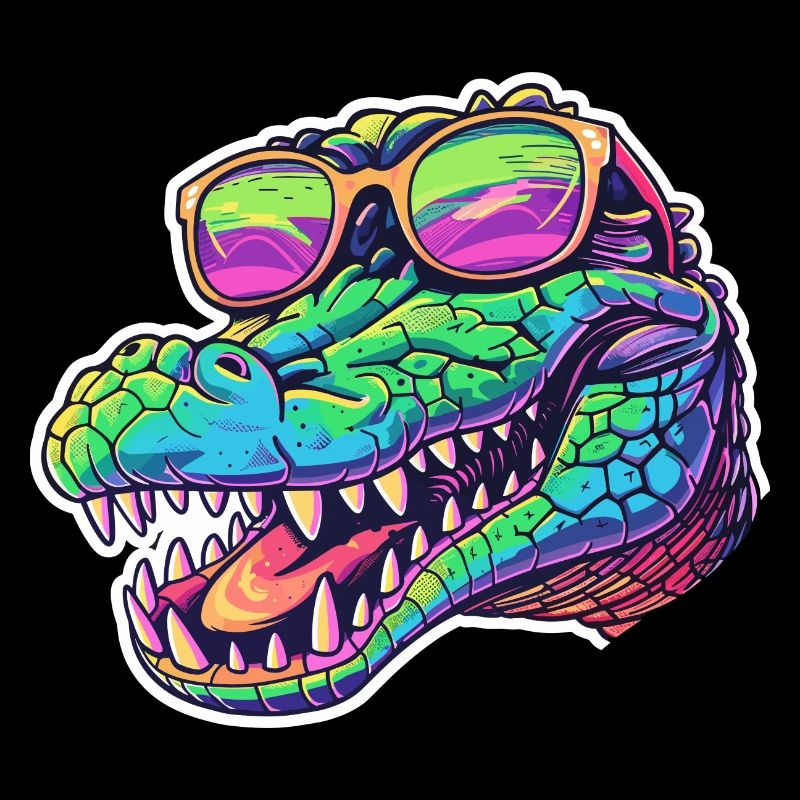 Lebendiges Krokodil mit Sonnenbrille Sommerspaß
