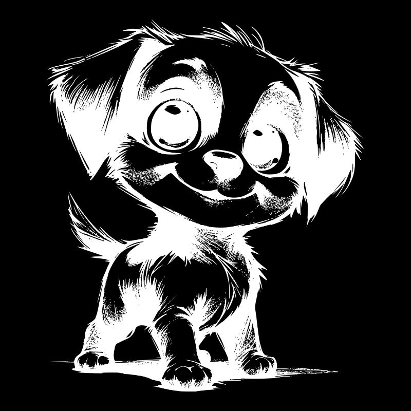 chien mignon avec de grands yeux trait dessin