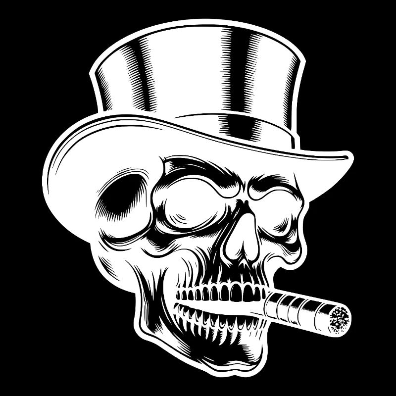 Conception de tête de mort de chapeau haut de forme flagrante avec une touche fumée