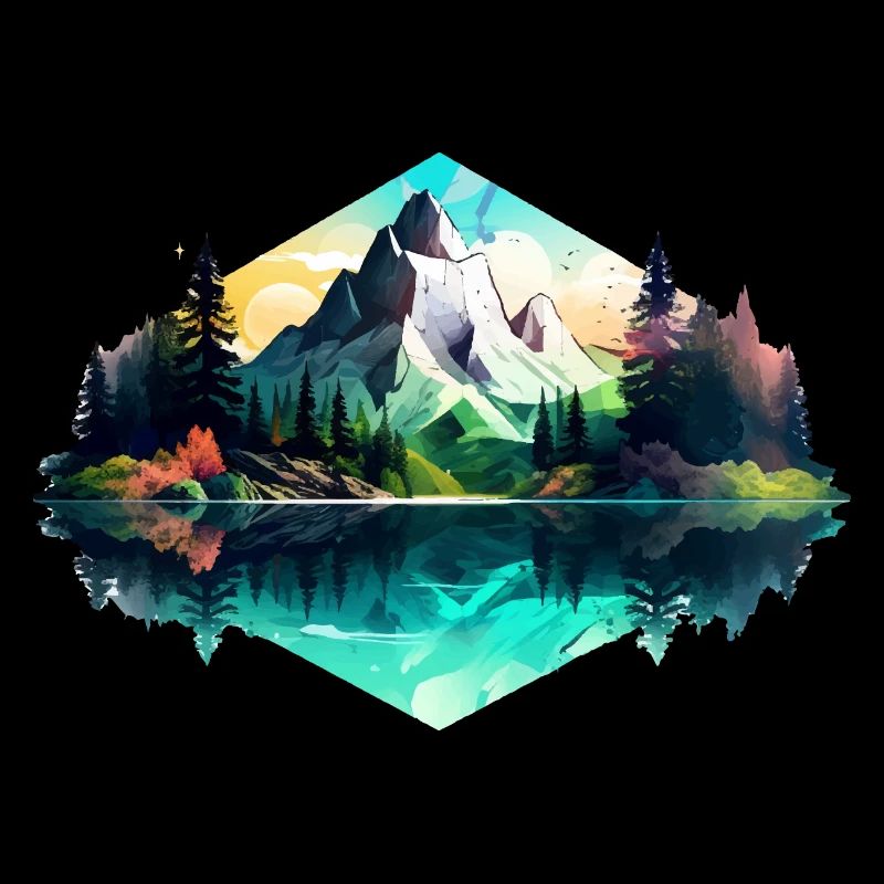 Beautiful landscape with mountains, gift hiking