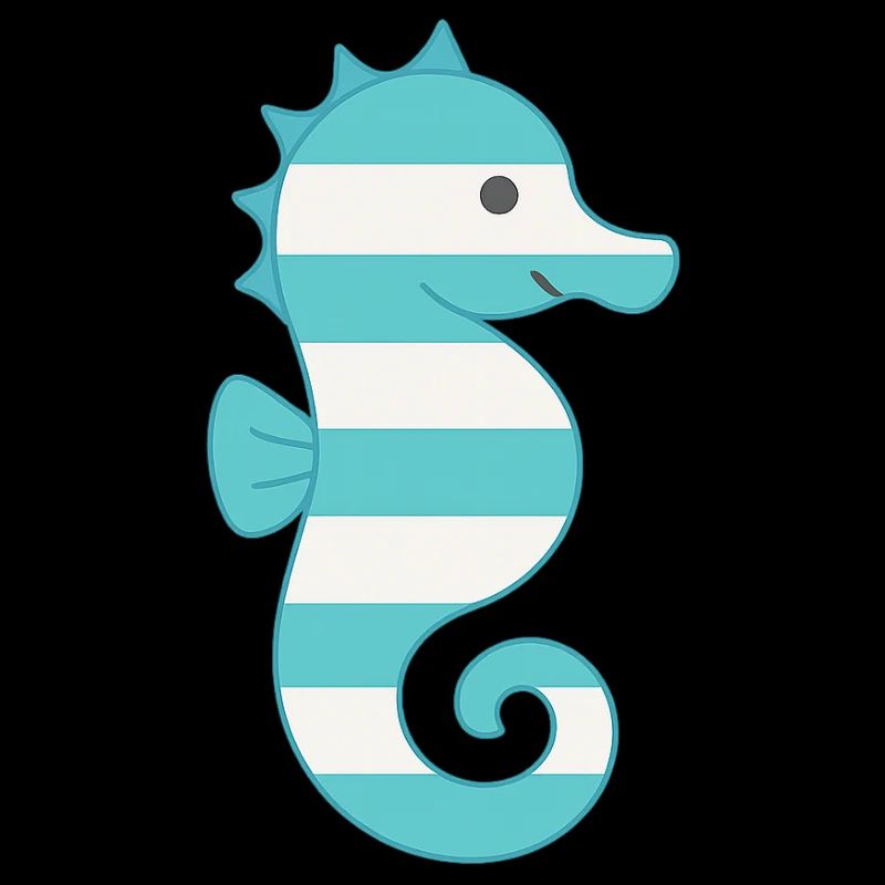 Hippocampe turquoise rayé