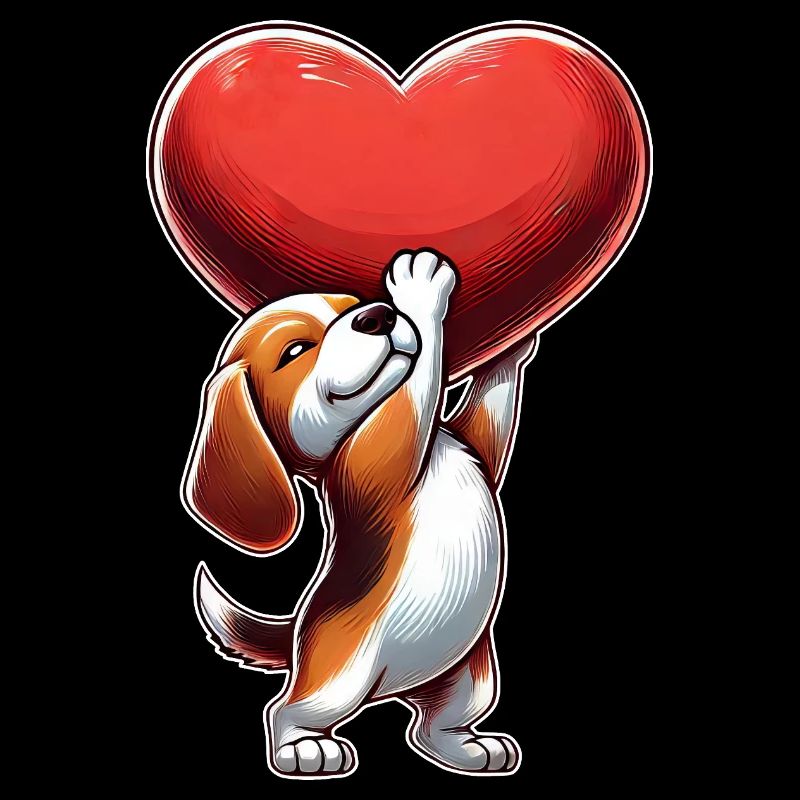 Beagle Coeur En Amour Saint Valentin