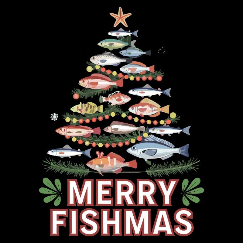 Funny Christmas Tree with Fish for Holiday