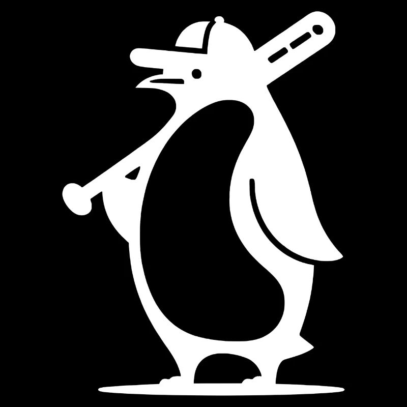 Penguin Baseball Player Silhouette
