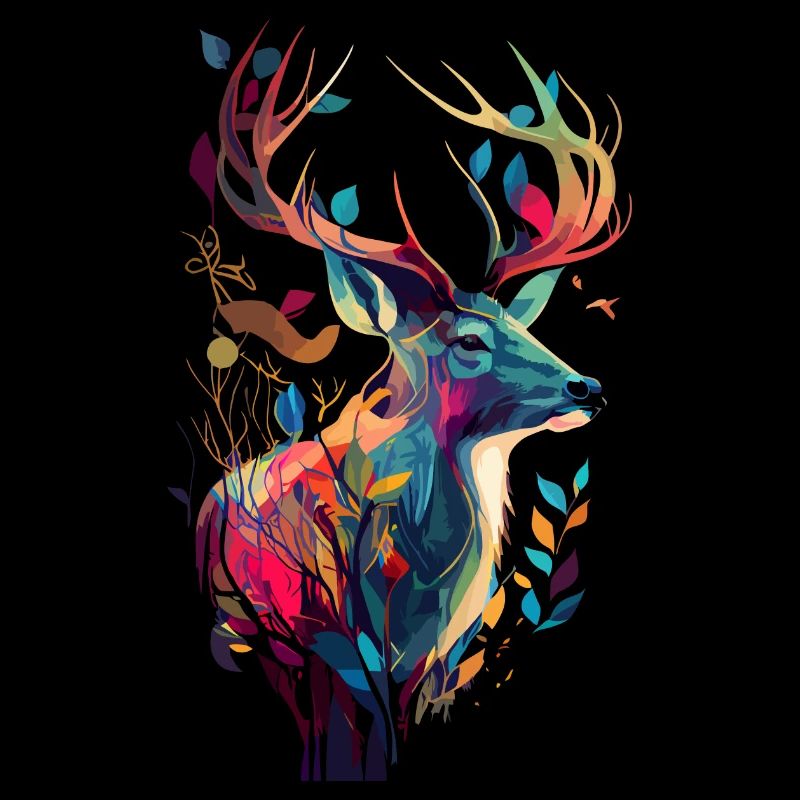 Jagd auf Hirsche bunt