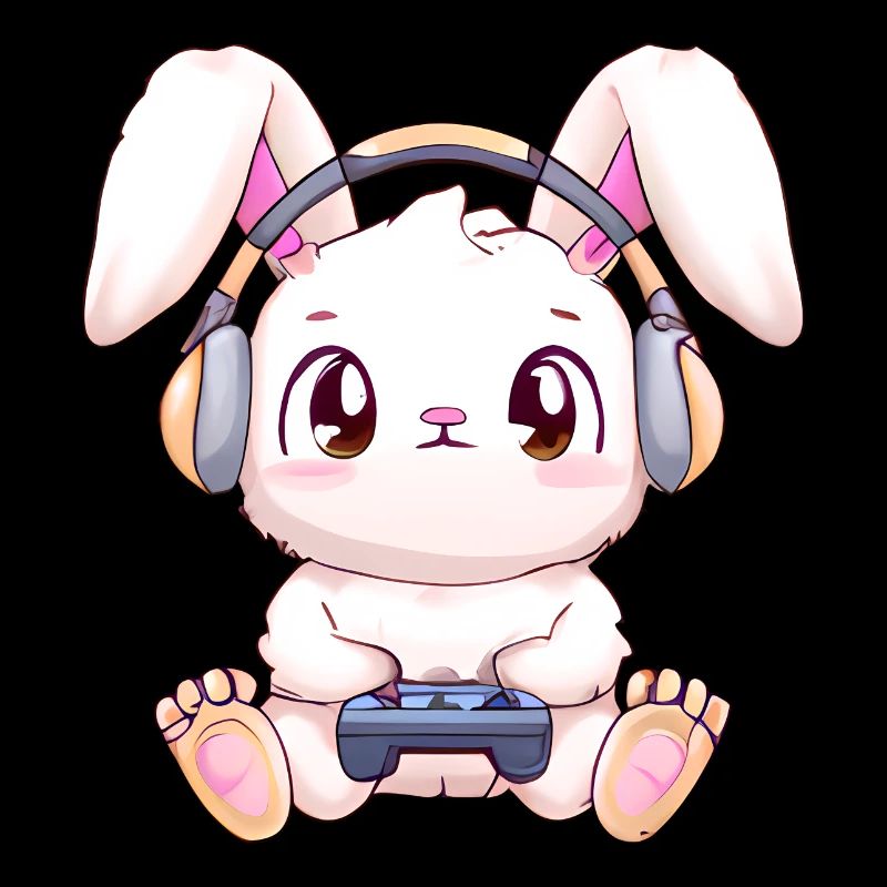 00271 Hase mit Kopfhörer und Controller