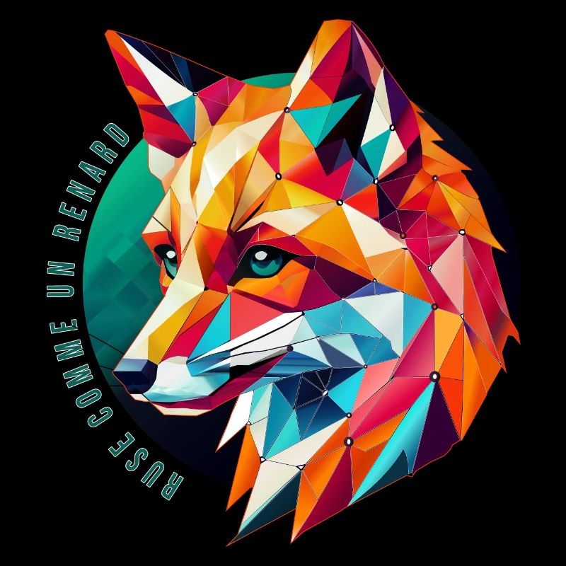 Multicolor Geometric Fox - Abstract Design