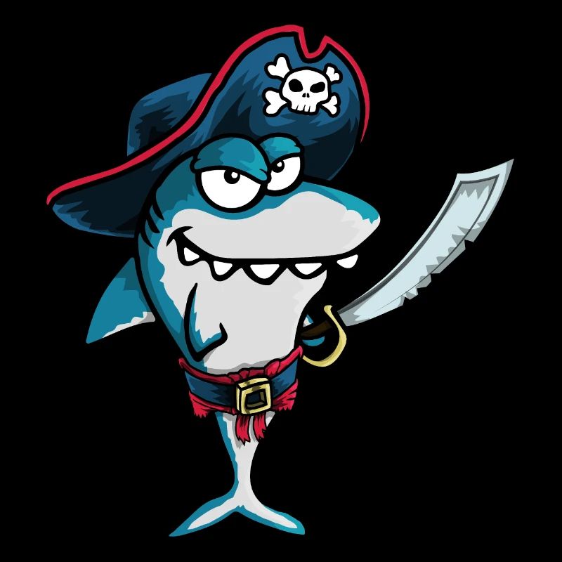 Funny Evil Smiling Pirate Shark Captain