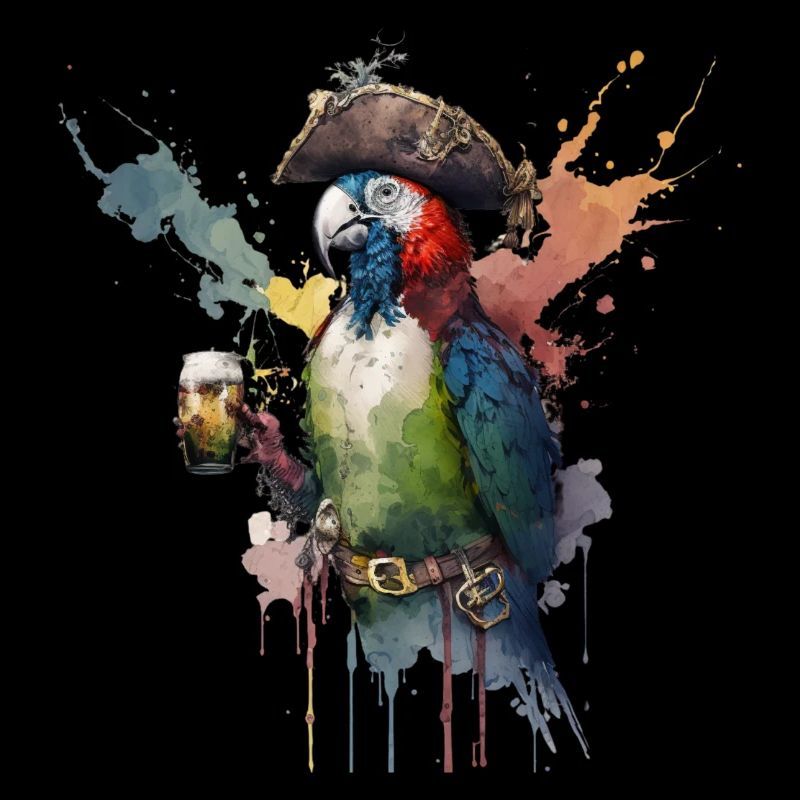 Cool pirate parrot with beer