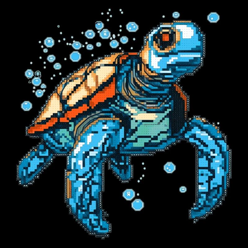 Turtle in 8 bit retro game graphics