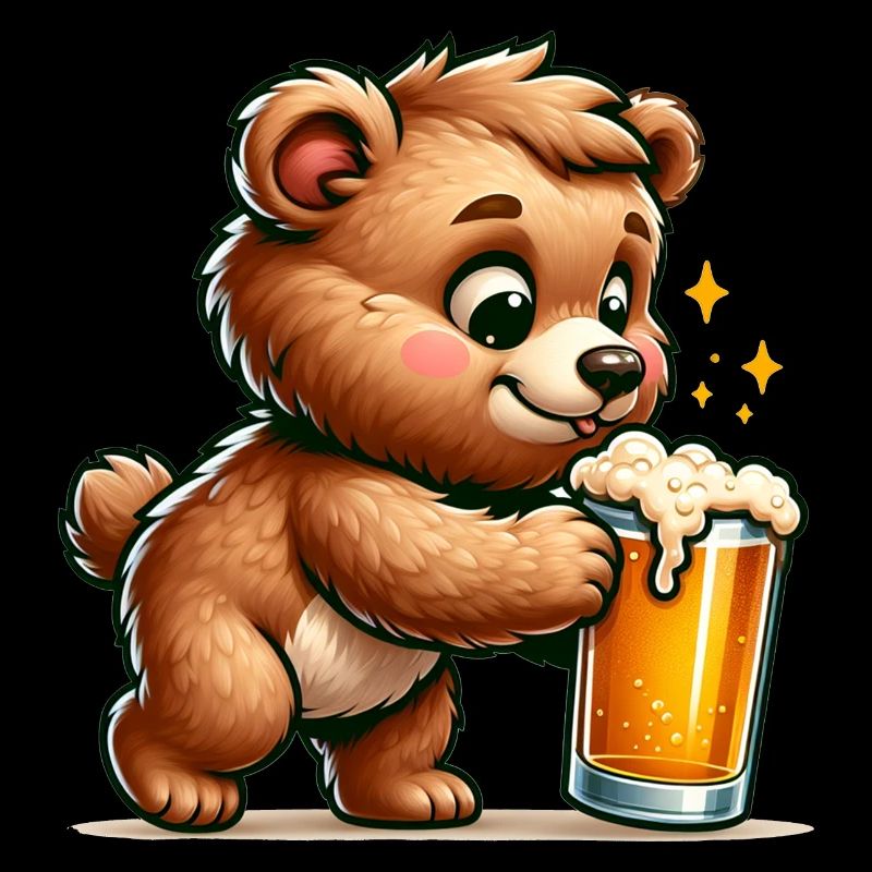 Cute Bear Drinking Beer