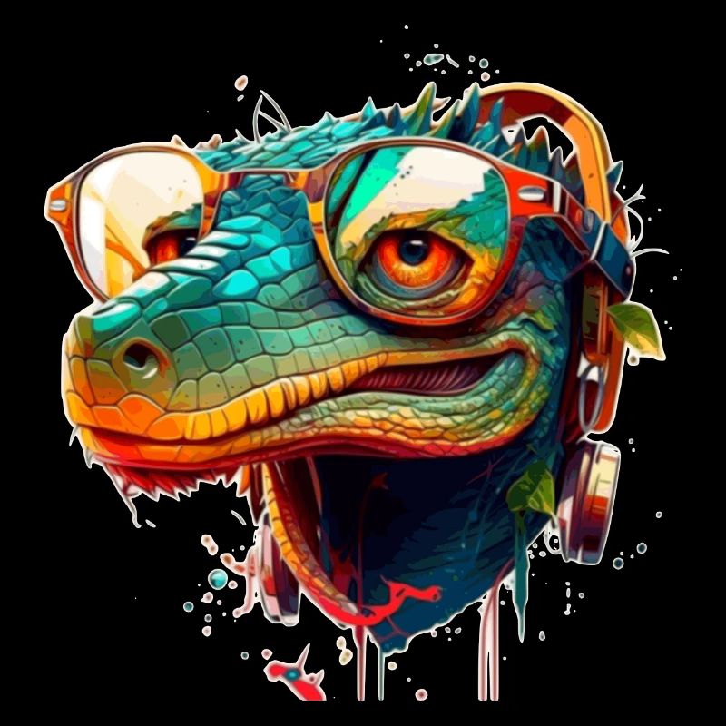 Reptil mit Brille Drache oder Krokodil im Sommer