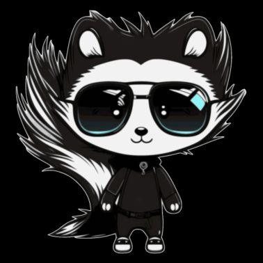 Cute Skunk Stinker con occhiali da sole in bianco e nero