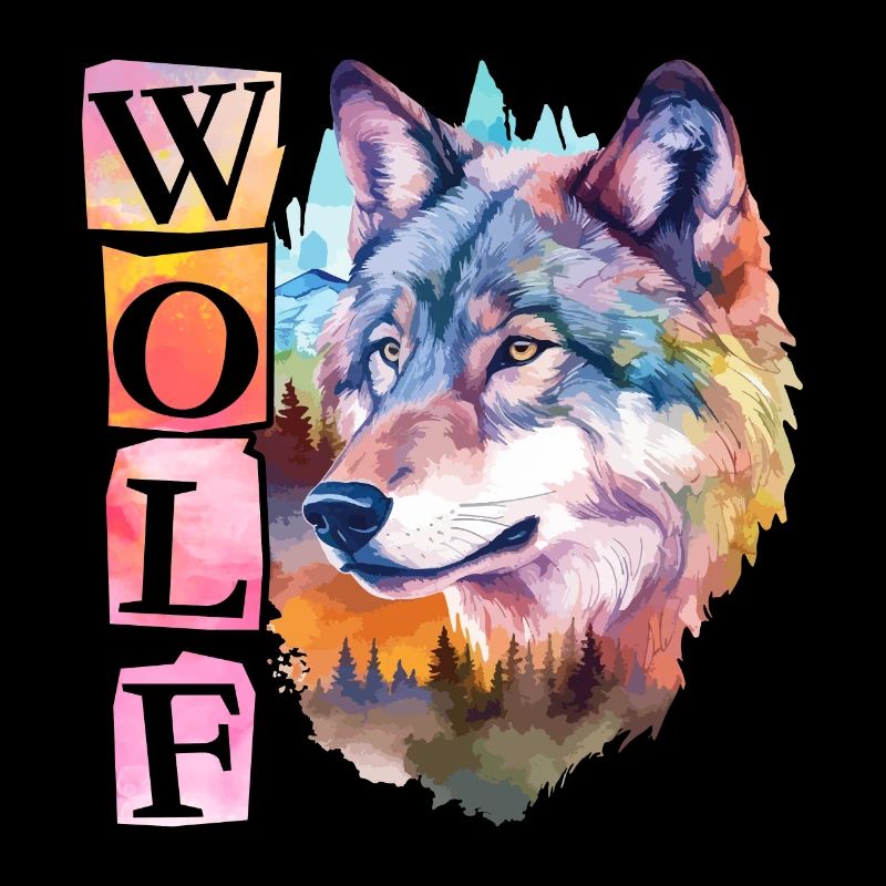 Wolf Wolf Head Animal Nature Wilderness Forest Trees Art