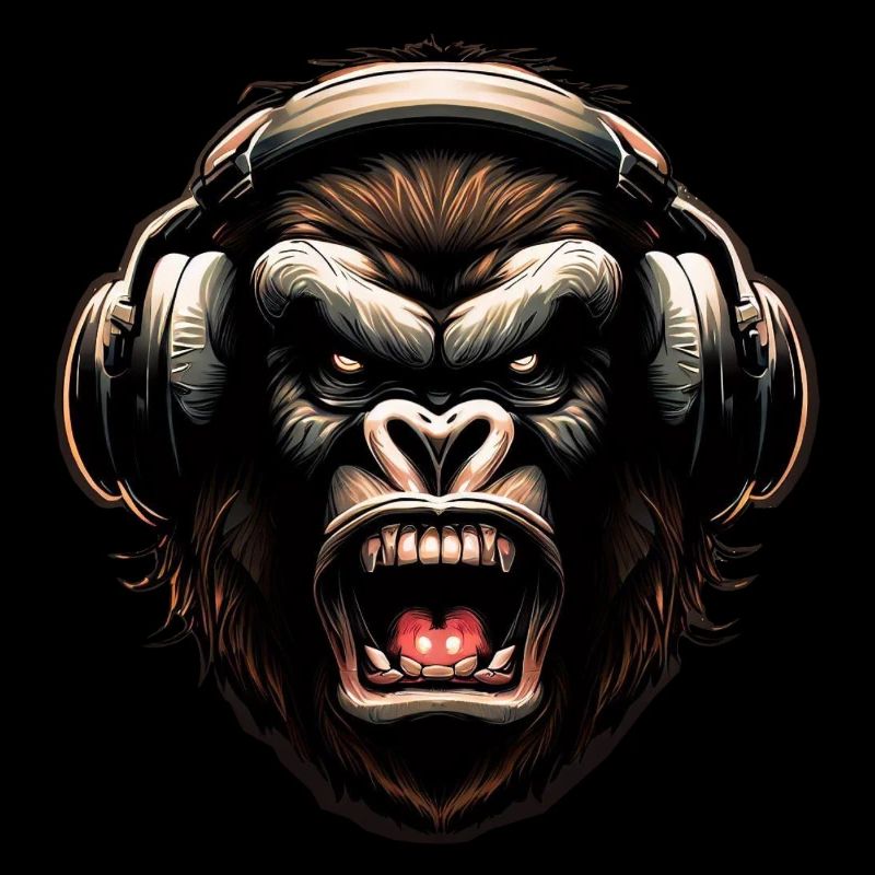 Gorilla Affe DJ mit Kopfhörern