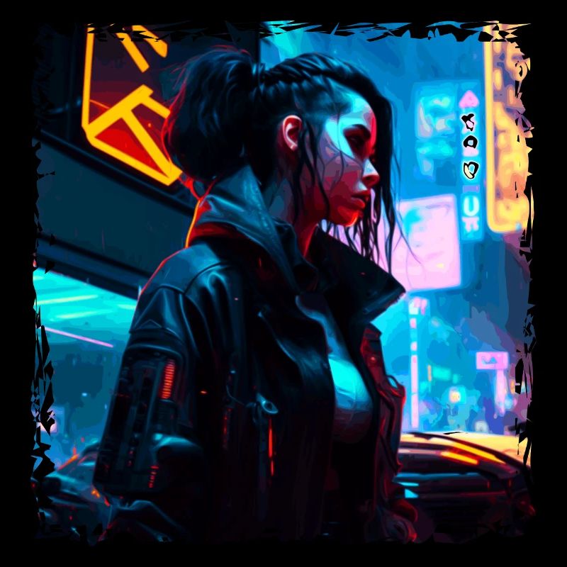 Sci-Fi neon artwork with a young punk in neon