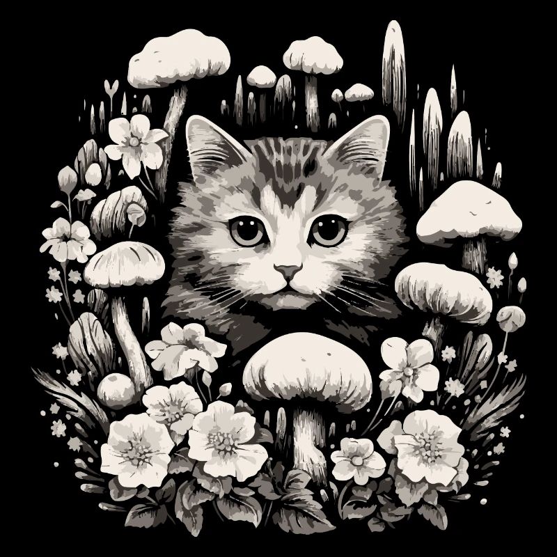 Champignons cottagecore pour chat