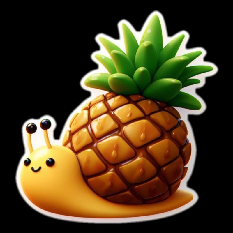 Escargot mignon avec maison d’ananas