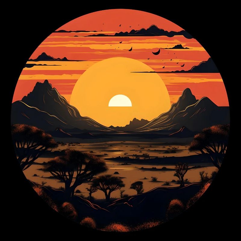 Coucher de soleil dans le désert