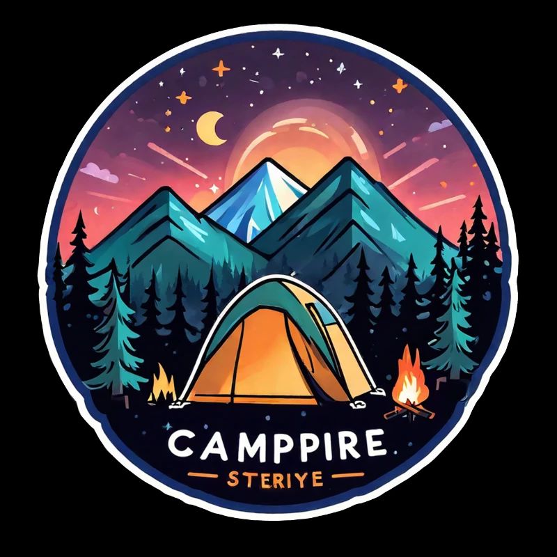 Camping, tent and campfire