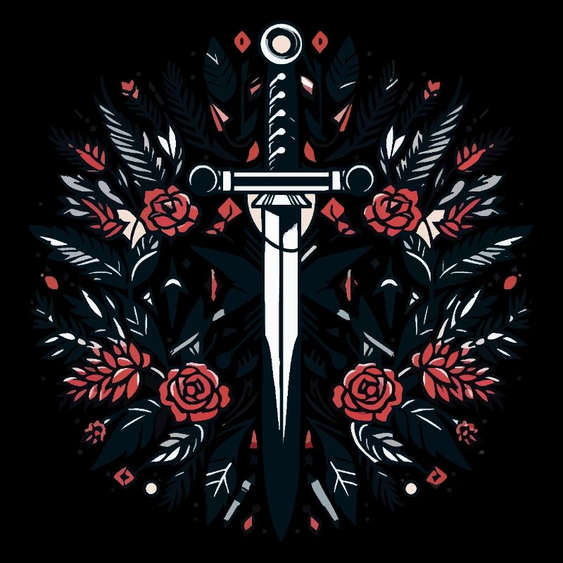 Une épée parmi les fleurs