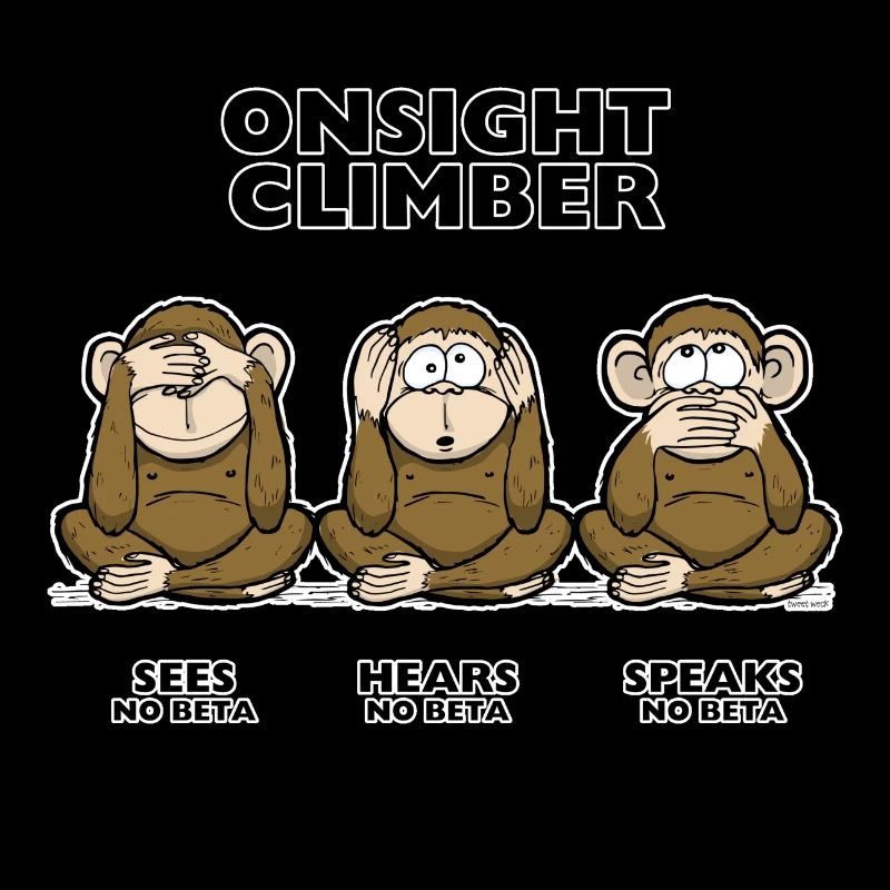 On Sight climber three wise monkey climbing t-shirt