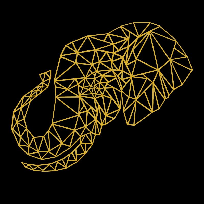 Low Poly Art Eléphant Or - Idée cadeau