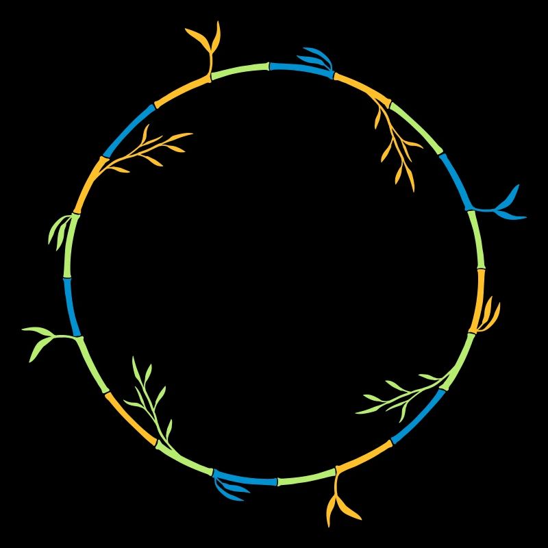 colorful circle ring round long bamboo plant silhouet