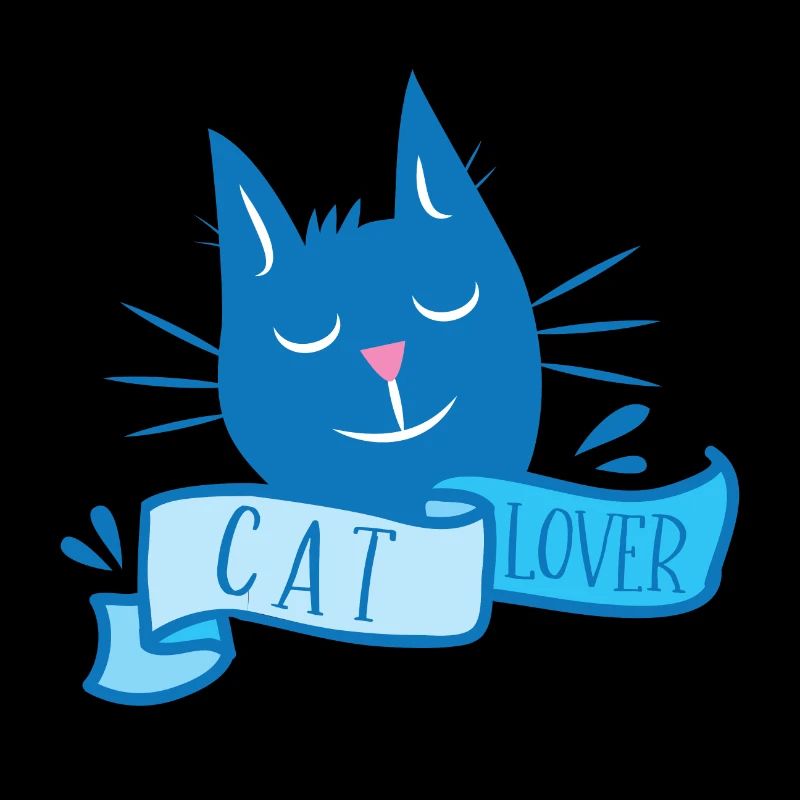 cat lover with cute kitty in blue