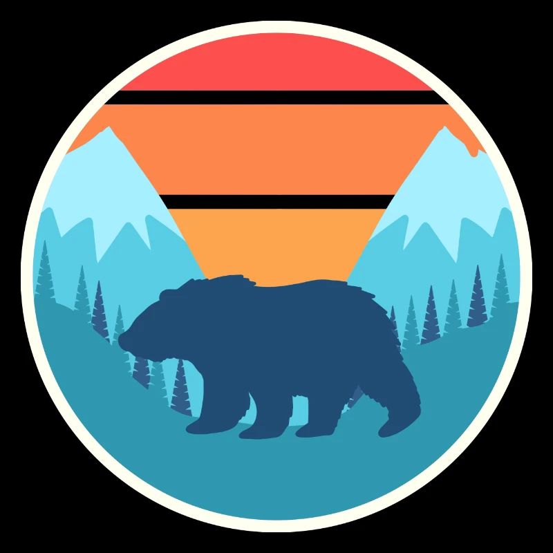 Bear mountains sunset retro