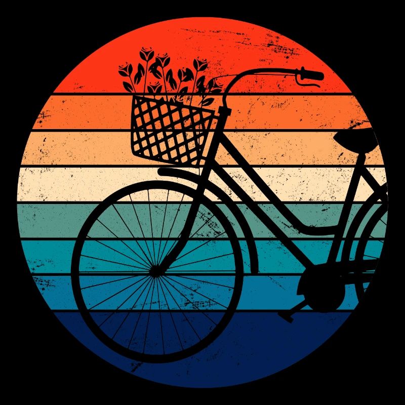 Vélo retro coucher de soleil coloré