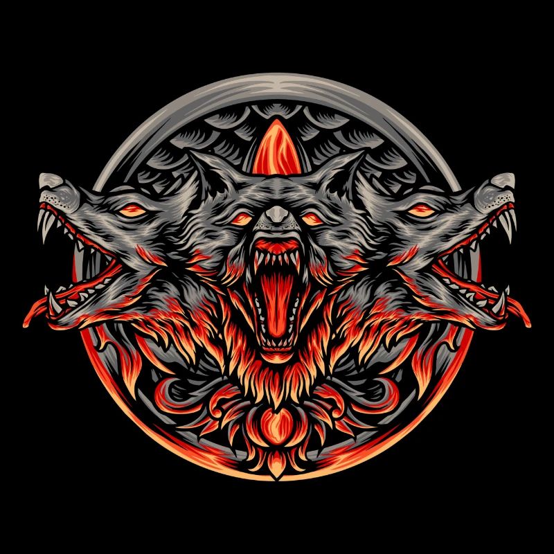 Wolf Head Cerberus Créatures grecques mythiques