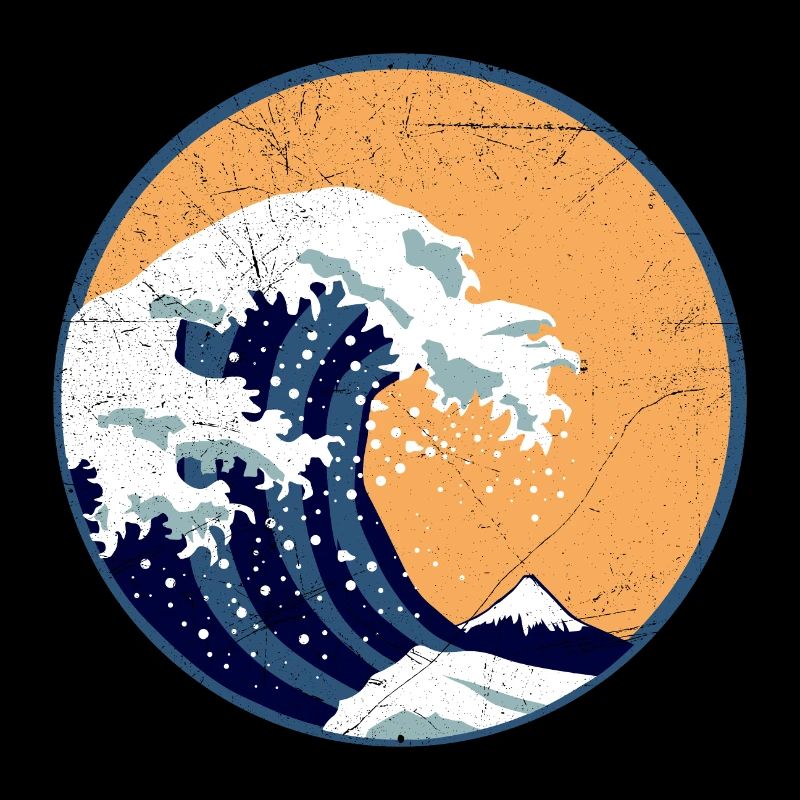Waves The Big Wave In Front of Kanagawa Retro Art Poison