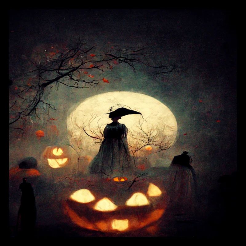 Halloween Witch on Pumpkin Dark Theme