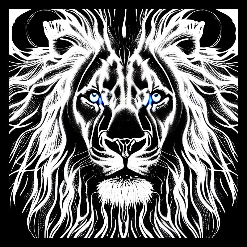 BLACK AND WHITE LION GOD