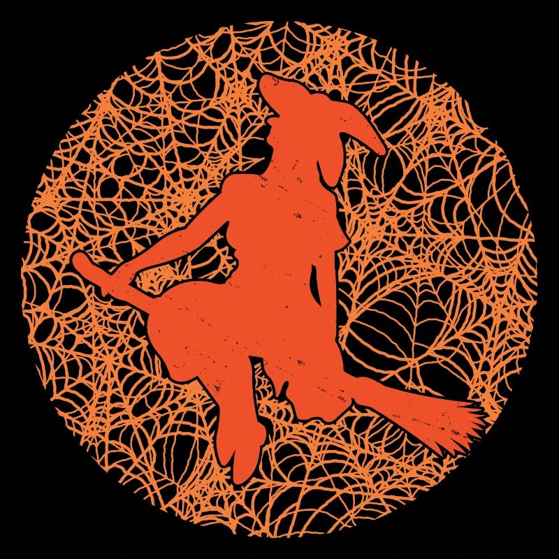 Spooky Spider Web Witchcraft Broomstick Halloween