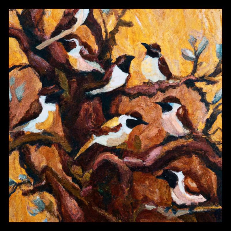 Oiseaux perchés sur les branches d’un arbre