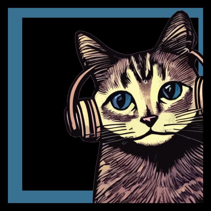 Chat écoutant de la musique avec des écouteurs