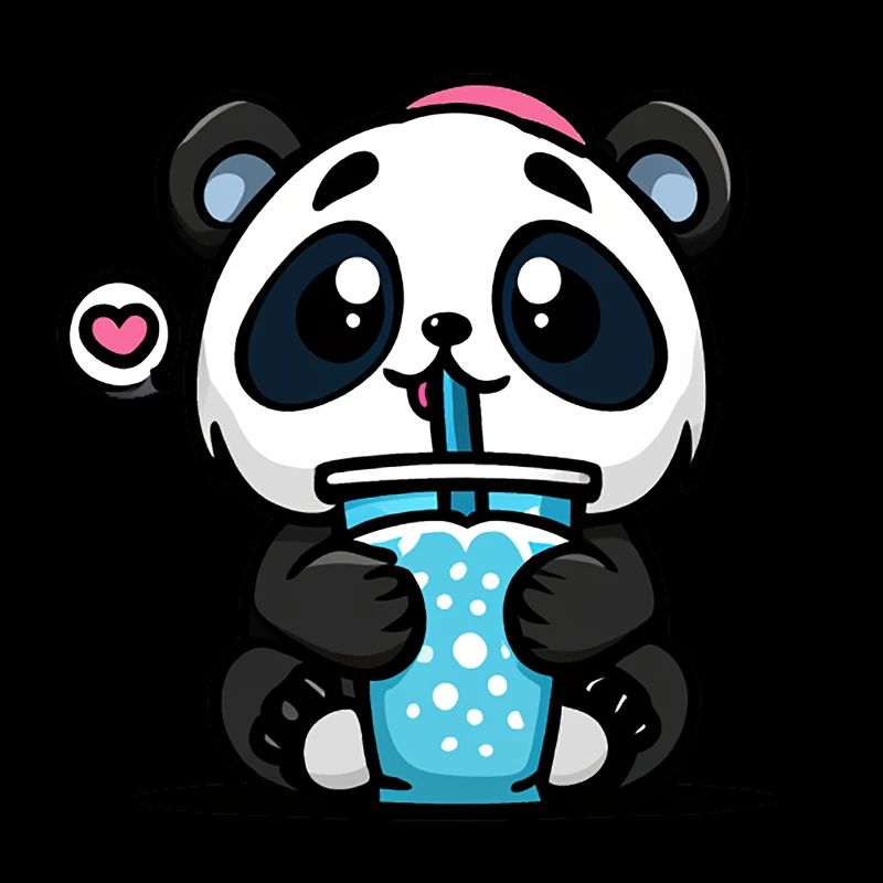 kawaii panda drinking Boba