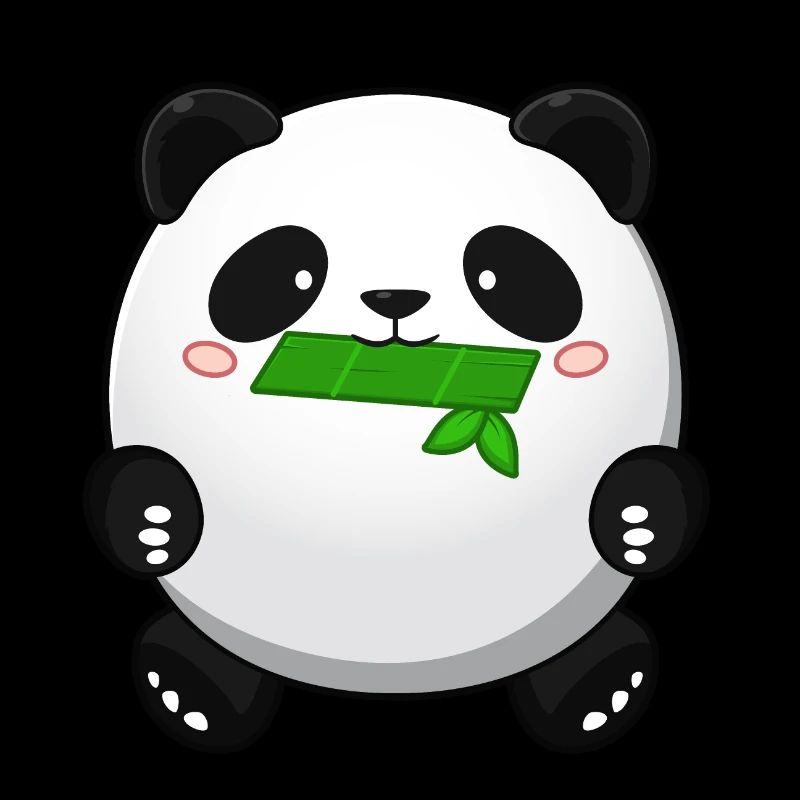 Fat Panda with Bamboo - Panda Cute Kawaii Bear
