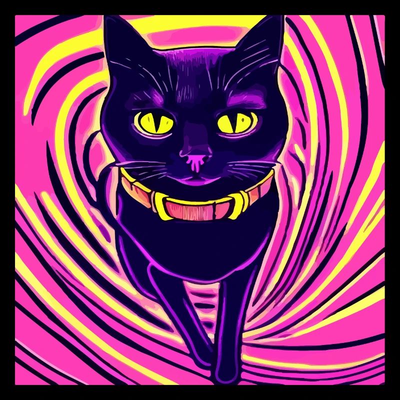 Illustration eines Porträts einer psychedelischen Katze